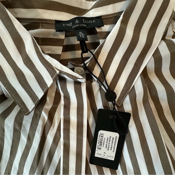 rag & bone Maura Striped High-low Cotton Poplin Button-up Shirt | XL | NWT - Picture 7 of 16